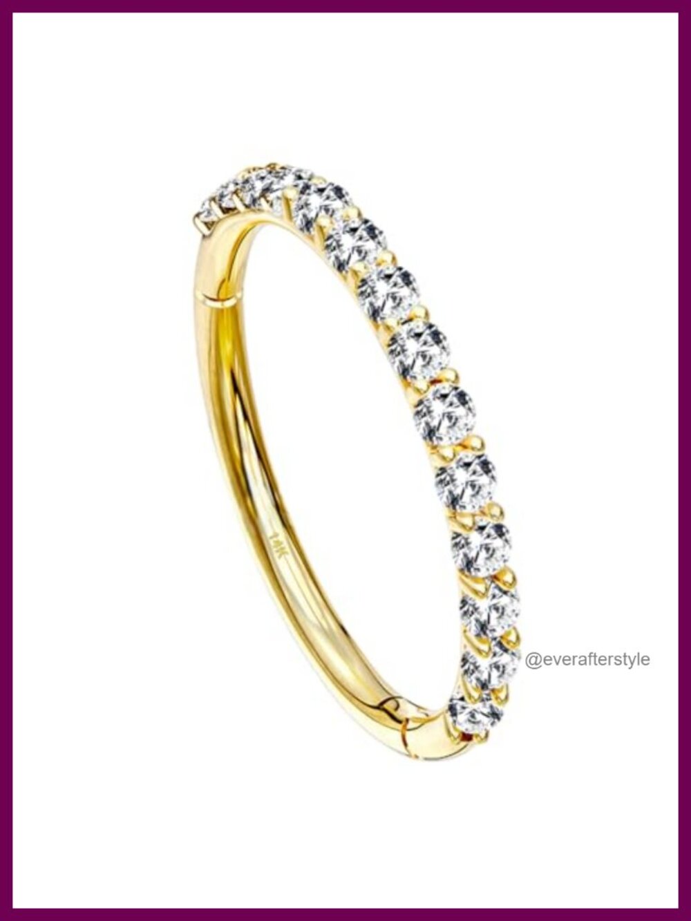 14K Solid Gold Piercing Jewelry Nose Ring Hoop 20G with Clear CZ